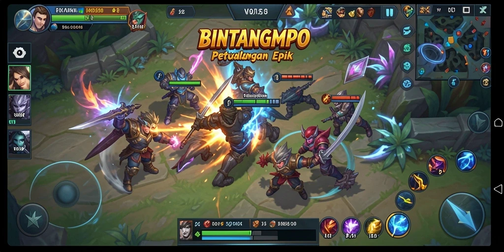 Tampilan aksi seru dari pertarungan karakter di BINTANGMPO.