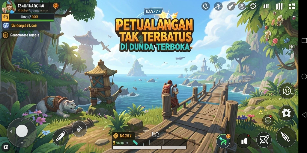 Screenshot gameplay IDA777 menampilkan eksplorasi dunia terbuka yang menakjubkan.