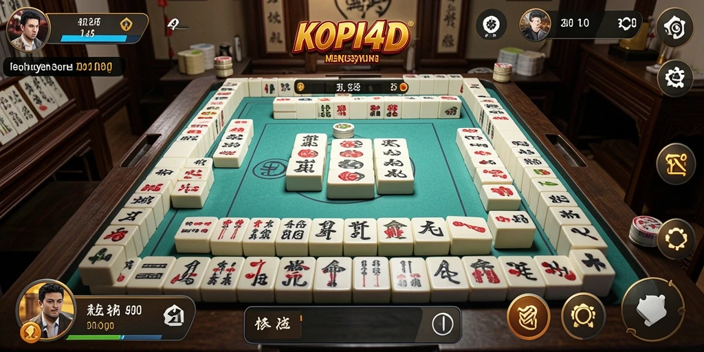 Tangkapan layar <strong>KOPI4D</strong> menunjukkan gameplay Mahjong yang menarik dan interaktif.