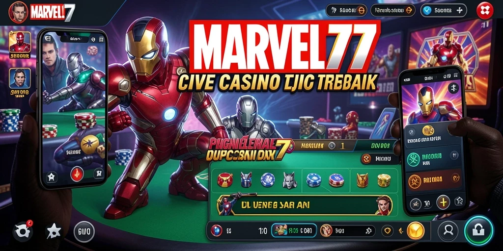 Screenshot gameplay <strong>MARVEL77</strong> menampilkan dealer langsung dan suasana kasino nyata.