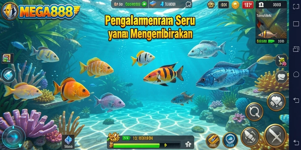 Tampilan seru gameplay Tembak Ikan di MEGA888.