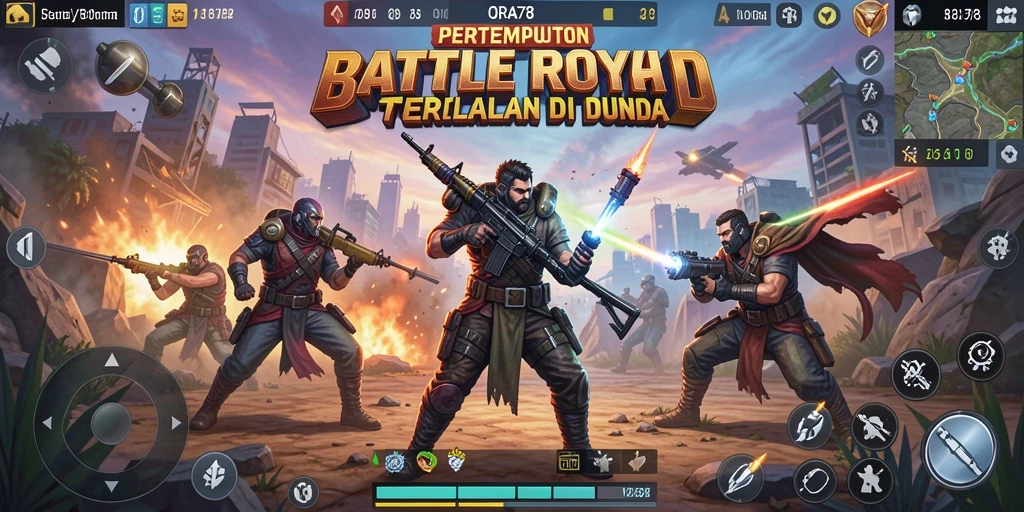 Gameplay ORA78 yang intens di arena Battle Royale.