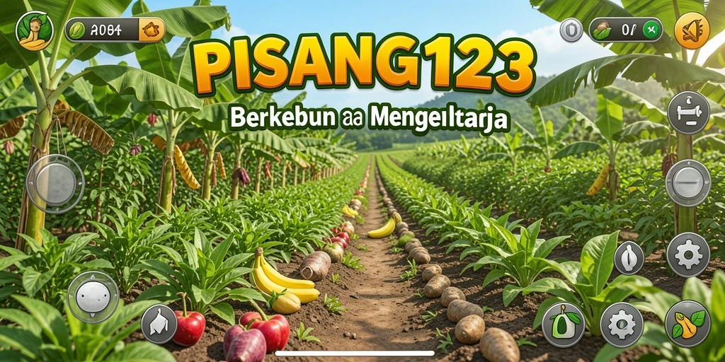 Screenshot utama PISANG123 menampilkan aktivitas berkebun yang seru.