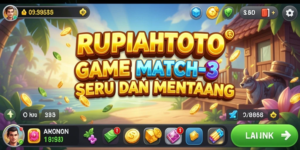 Tampilan gameplay seru RUPIAHTOTO dengan berbagai tantangan Match-3.